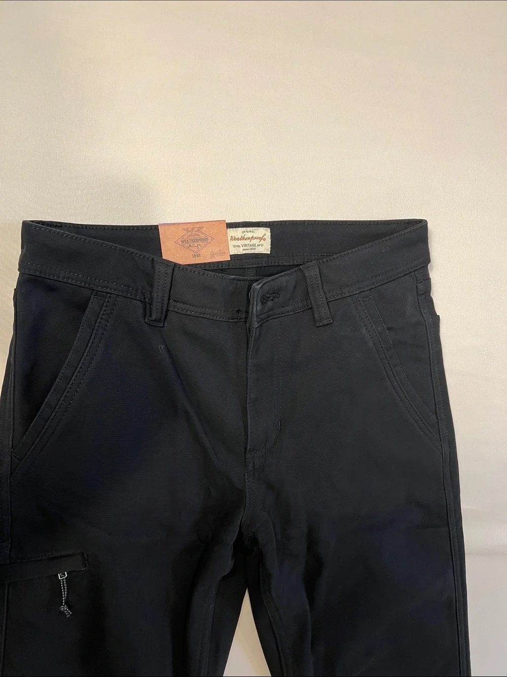 Weatherproof Men's Black Cargo Fleece Lined Utility Pants/Zip Pocket Size 30